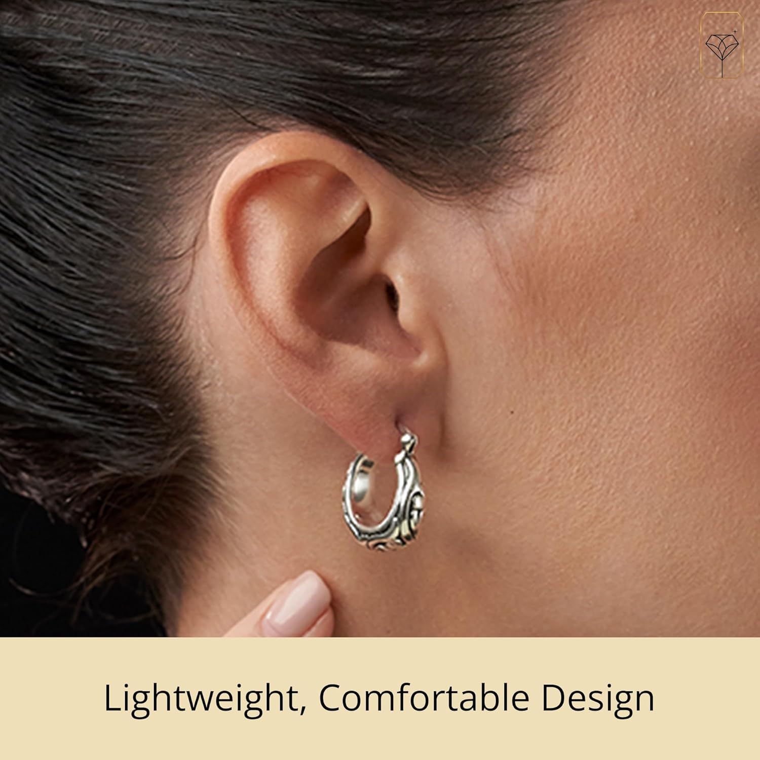 925 Sterling Silver Hoop Earrings for Women | Lightweight Oxidized Chunky Silver Earrings | Hypoallergenic Anti Tarnish Silver Hoop Earrings for Women by MAX + STONE - Image 4