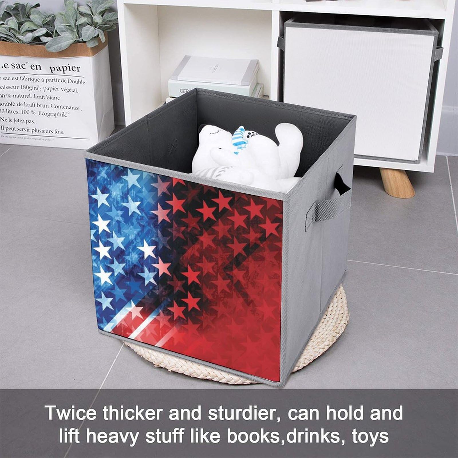 【1/11限定お値引き】アメリカンカントリー星条旗柄　折りたたみ式収納バスケット 710n1T6KzGL._UF1000,1000_QL80_.jpg