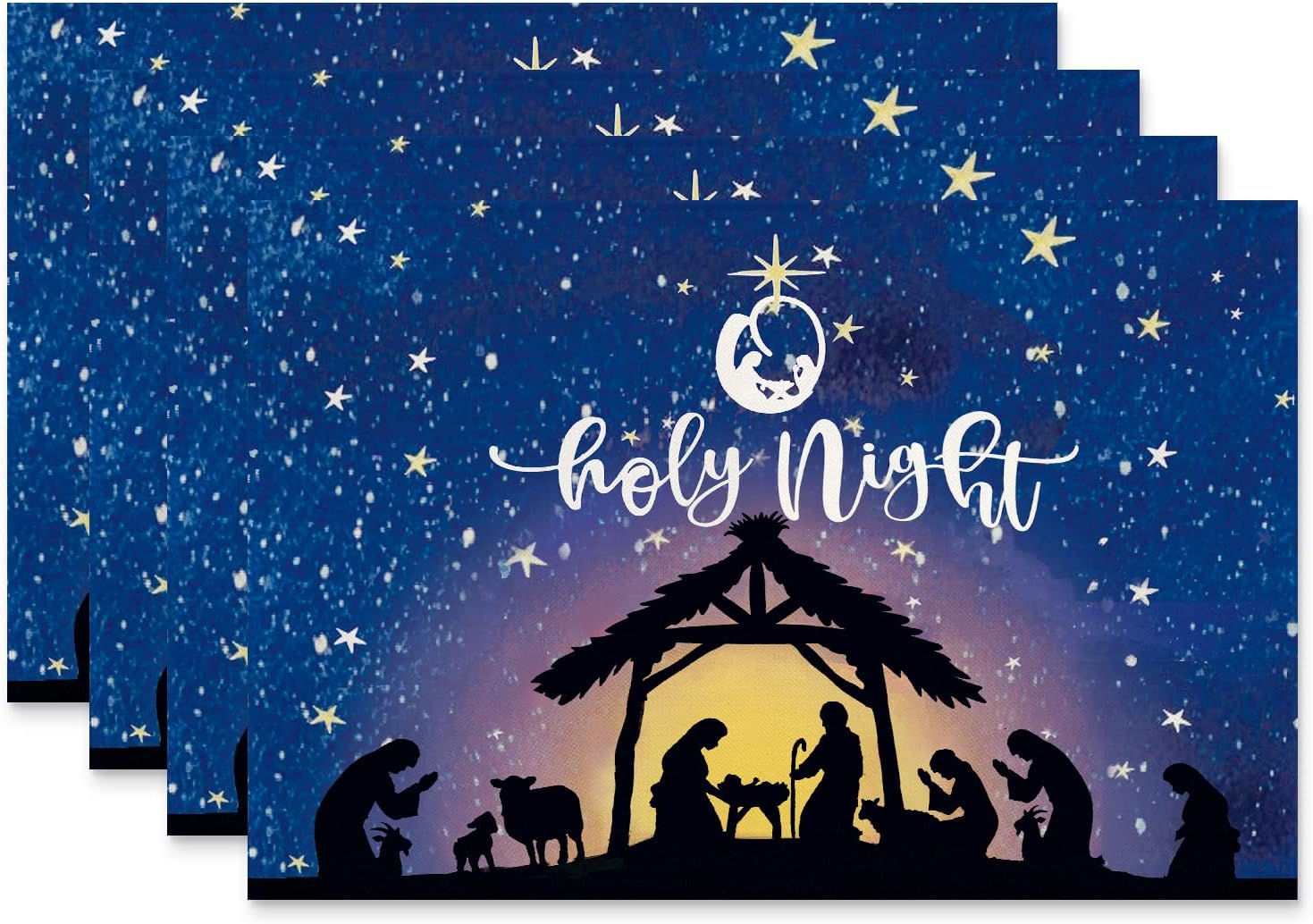 Siilues Christmas Placemats, Blue Christmas Decorations