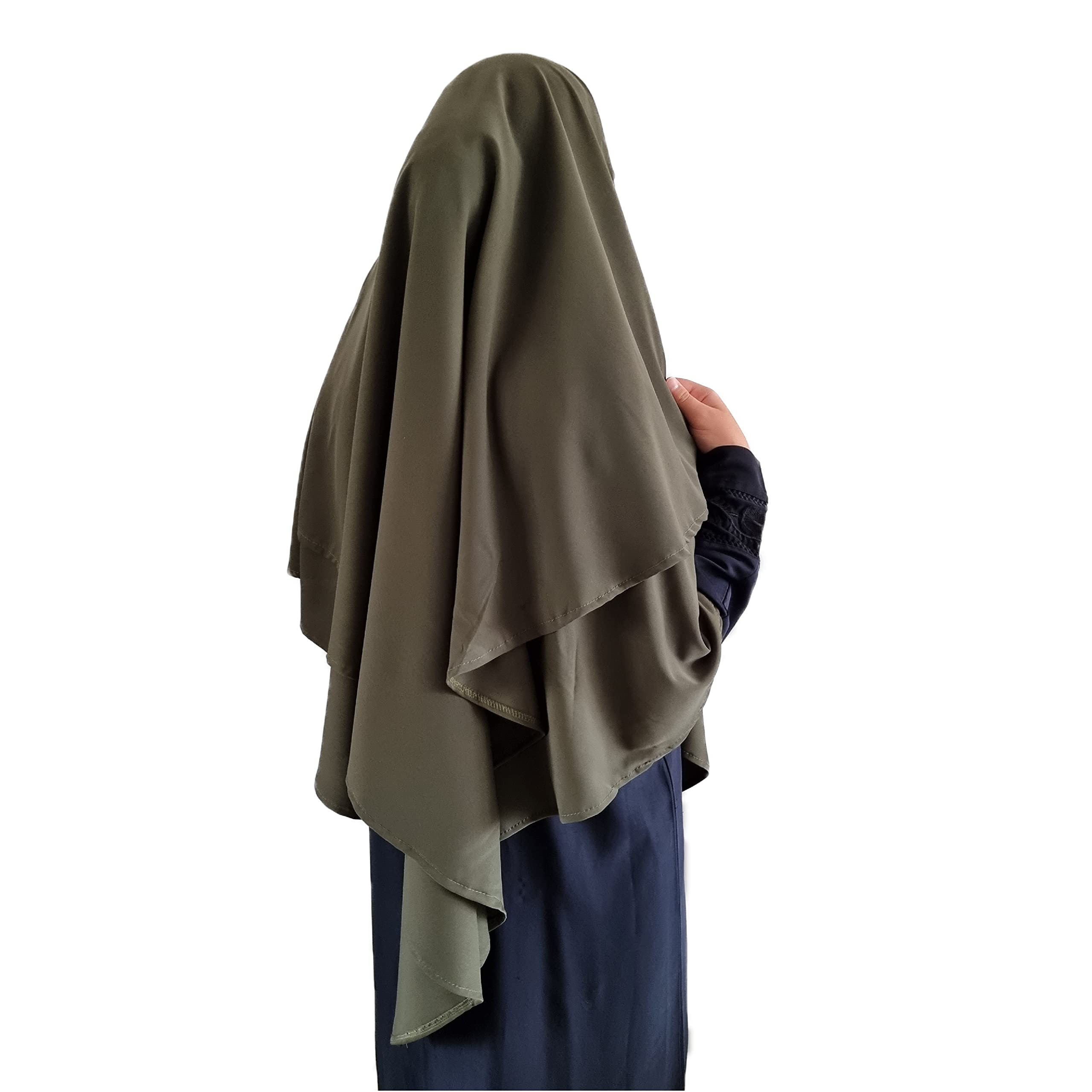 Yaqeen Hijab XL Khimar 2 layer Diamond cut Triangle Long Hijab Muslimah scarf one Piece Medina silk Fabric Headscarf Chadors Arabia Islamic Prayer Dress Muslim Shawls