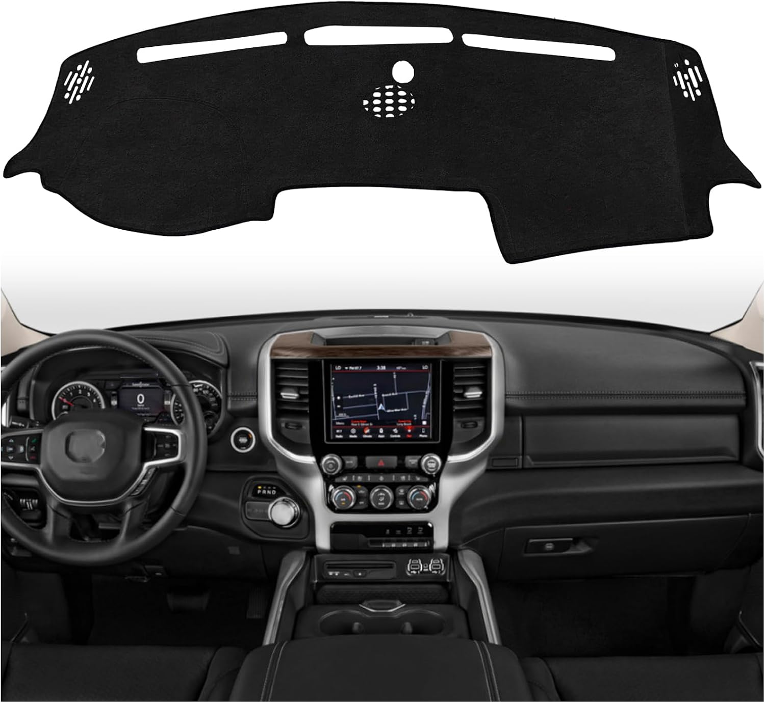 Dashboard Mat Cover Cover Pad - Compatible with 2019-2025 Dodge Ram 1500 2500 3500 | Custom Fit Dash Mat | Anti-Glare & UV Dash Protector | Interior Dashboard Protection Pad
