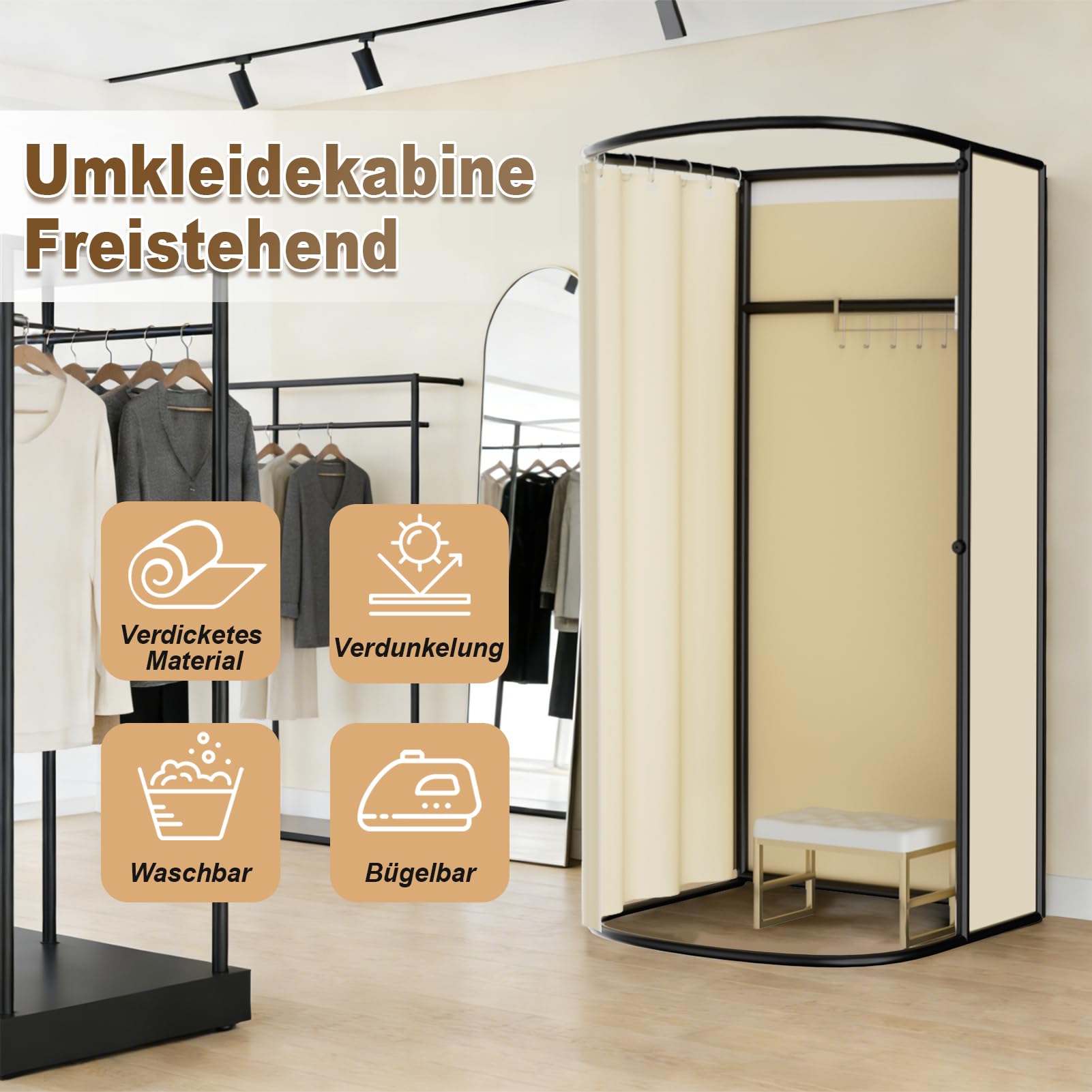 Umkleidekabine Freistehend, U-Form Bewegung Spur Umkleideraum, Bodenstehende Tragbarer Sichtschutz, Schattierung umkleide Öse Eisenhalterung, für Büro Einkaufszentrum