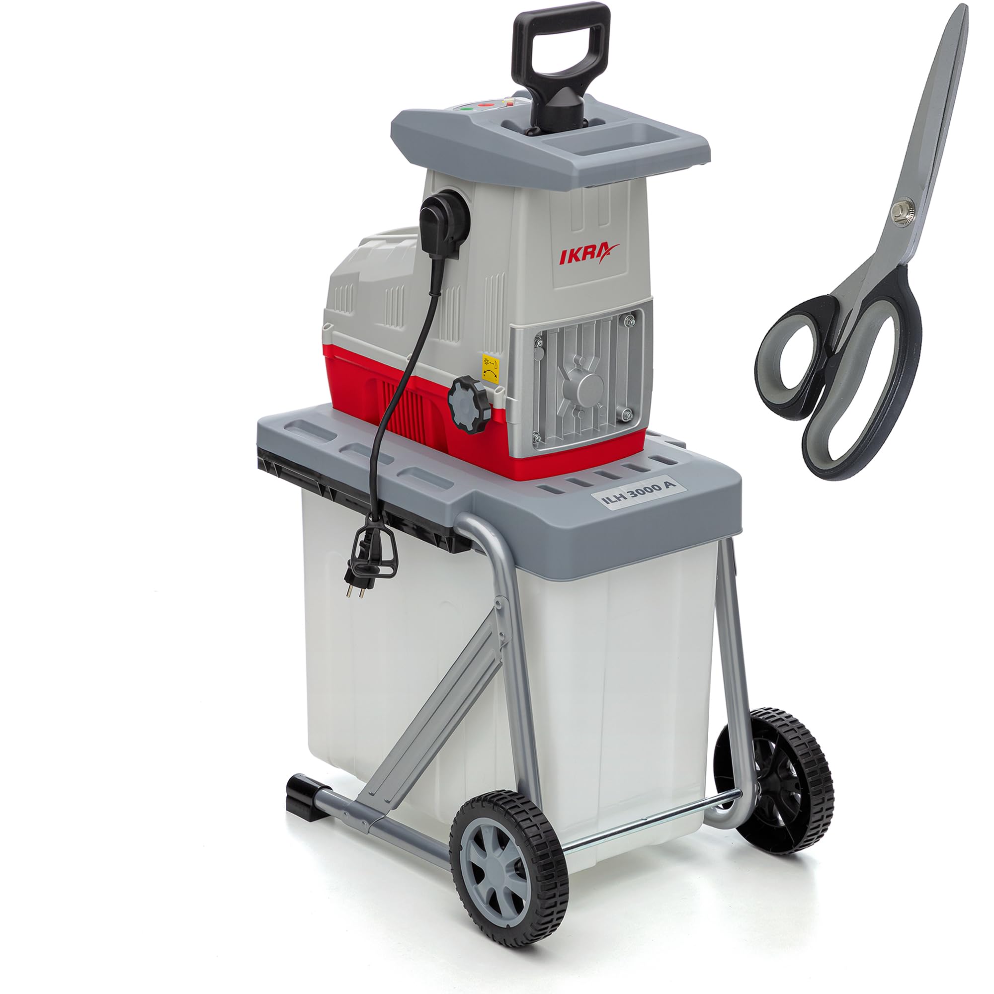 IKRA electric silent shredder ILH 3000 A, diameter of branches at 44 mm, powerful 3000W, incl. scissors
