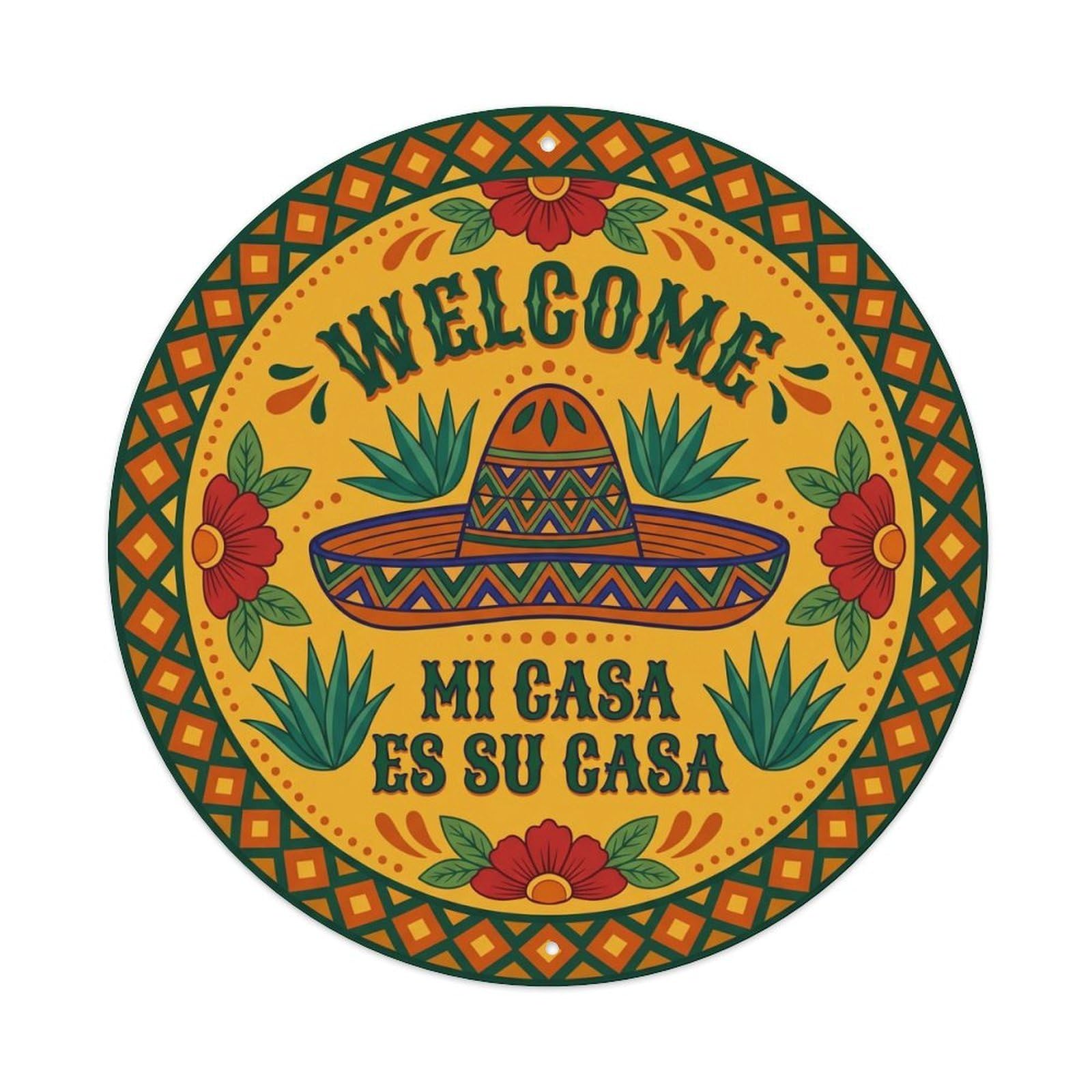 Vintage Welcome Front Door Metal Tin Sign Plaque