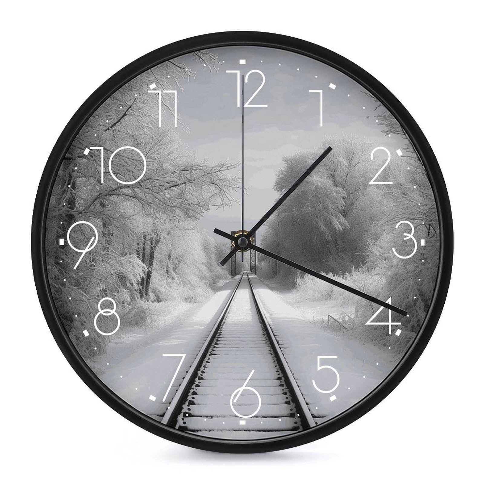 Horloge murale ronde fonctionnant à piles avec chiffres arabes pour décoration