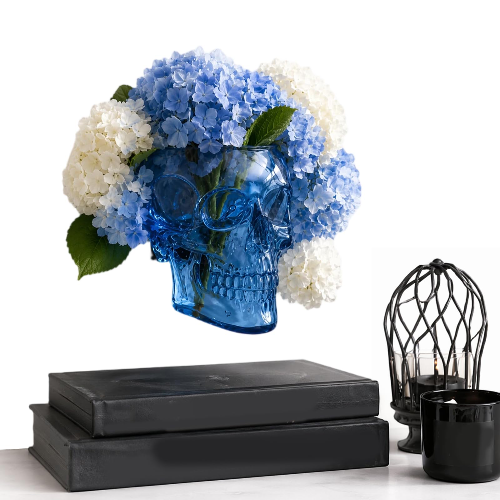 Aukojoy Spooky Face Hanging Flower Pot Multi-Purpose Translucent Gothic Skull Planter Creative Wall Art Ornament for Festival Party Decor