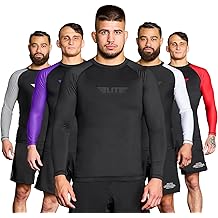 Jiu Jitsu BJJ Rash Guard Hombre, Camisa Larga de Compresi&oacute;n de Manga Completa para Deportes Nogi Training