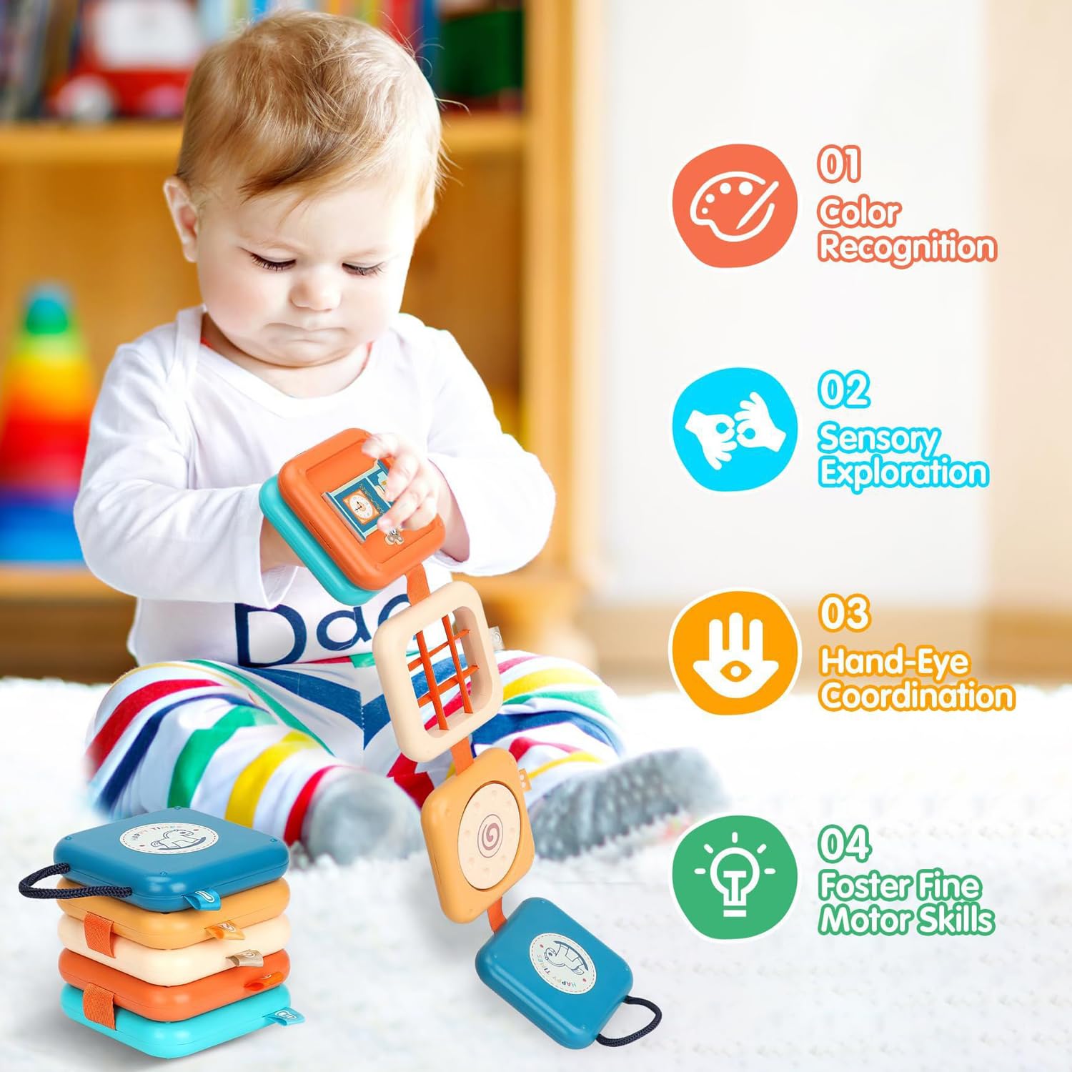 Montessori Zabawka od 1 Roku Życia, Blok Motoryczny, Tablica do Ćwiczeń, Samolot dla Małych Dzieci, Zabawka Sensoryczna dla Niemowląt, Prezent dla Maluchów, Rozwija Motorykę