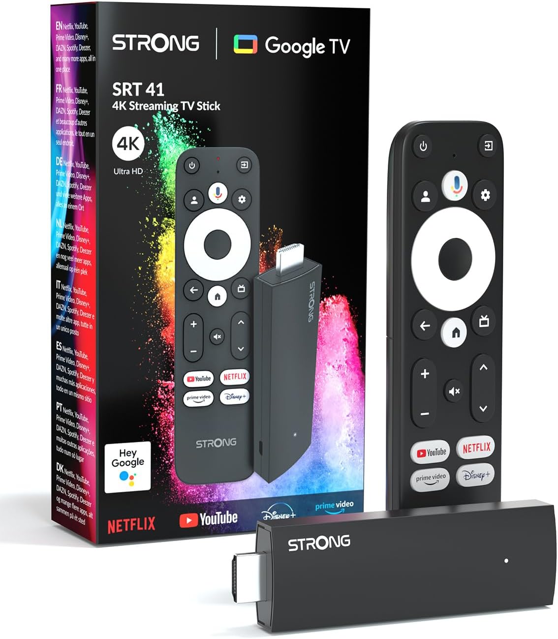 STRONG Leap-UNA Streaming Stick, Remote Control, and Packaging
