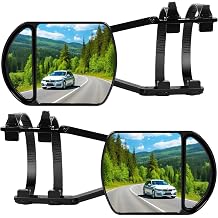 Extend Car Towing Mirror with 360 Degrees Rotation, Anti-Slip Clamp On Tow Mirrors Extensions for Auto RV Adjustable Driving, 2 Pieces