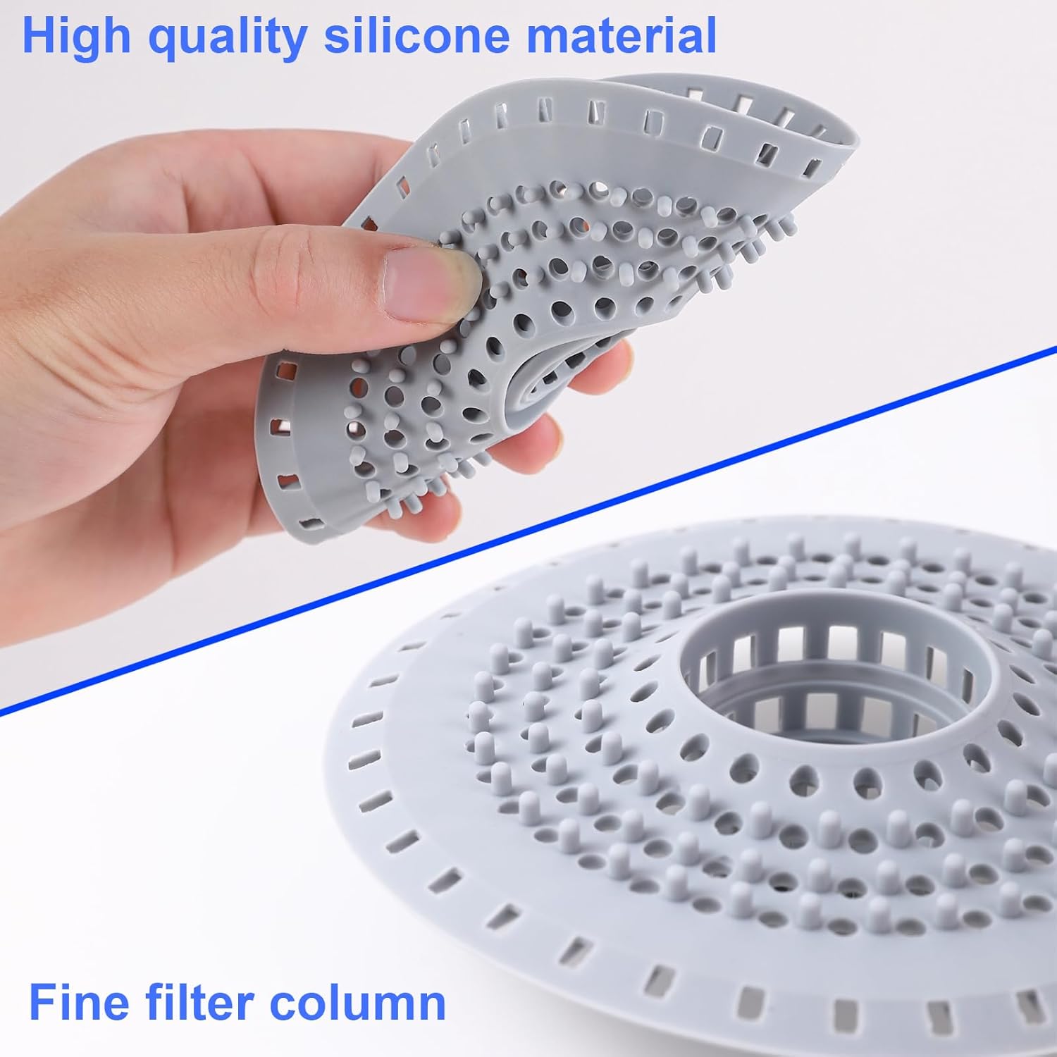 Bathtub Drain Hair Catcher, Silicone Tub Hair Catcher Drain Protector Strainer, Collapsible Shower Hair Drain Catcher Strainer for 1.48'' to 1.75'' Regular Drains, 3PCS - Image 4