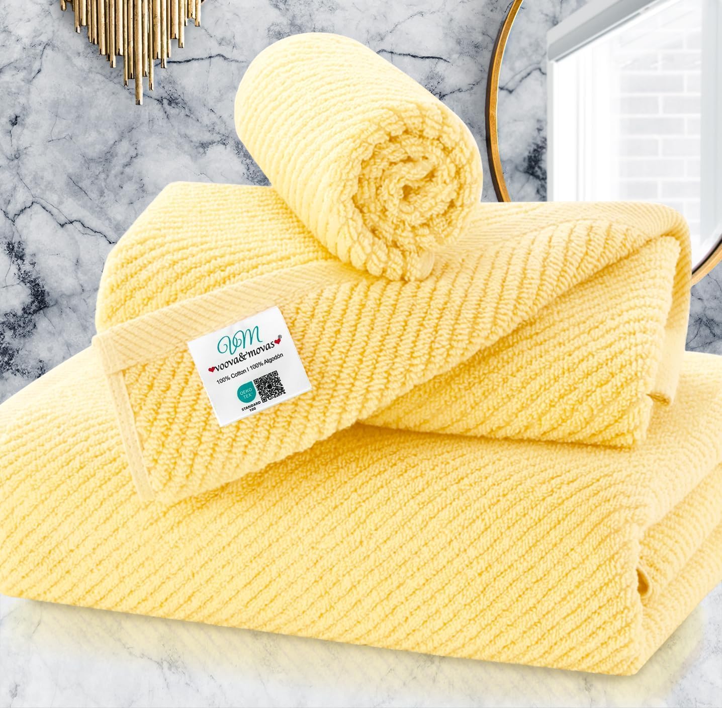 Gray White Striped Bath Towels - 3 Piece Set -18 Gray White Striped Bath Towels - 3 Piece Set -18