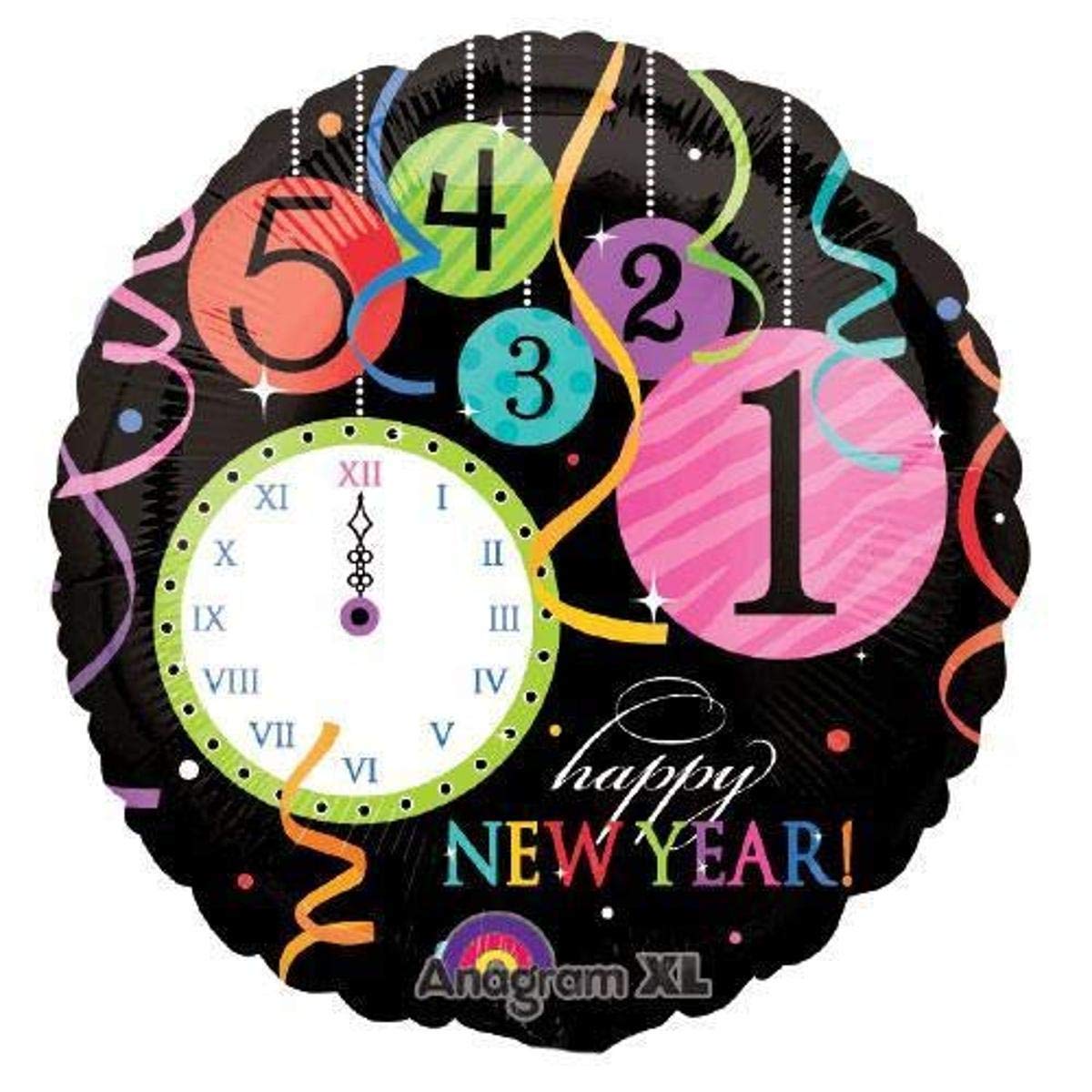 Anagram 18" Wild Happy New Years Time Goes Foil Balloon, Multicolor