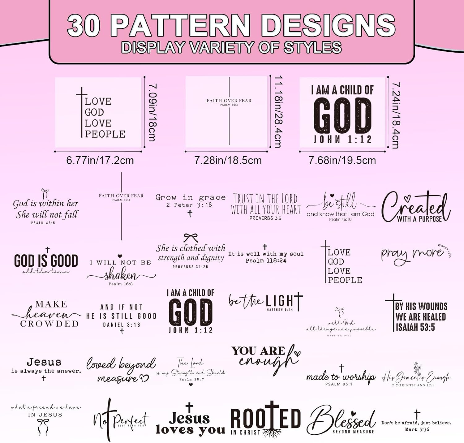 Bible Verse Iron on Transfers Patches - Rngmsi 30 Pcs Christian Dtf Transfers Ready to Press for T-Shirts, Inspirational Iron on Stickers Heat Transfer Vinyl Decals for DIY Fabric Clothes Decor