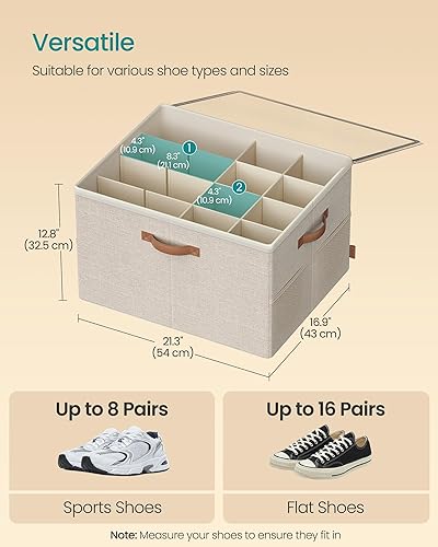 Miniatura 6 de SONGMICS Organizador de zapatos para armario, contenedor de almacenamiento de zapatos, se adapta a 16 pares, contenedor de tela con asas y cubierta