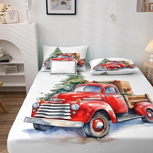Miniatura 4 de zcsm Classic Cars Sábanas tamaño individual XL  Sábanas y fundas de almohada de Navidad  100% microfibra, estampado de alta cantidad de hilos,