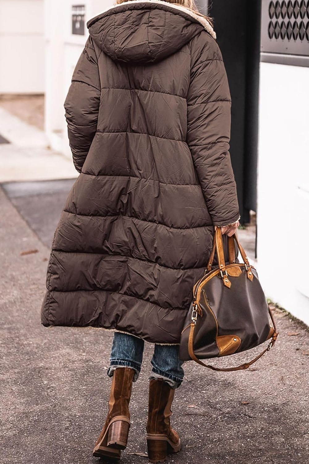 Piumino Caldo da Donna Ispessito Cappotto Parker Double Face Piumino Sottile con Cappuccio a Sezione Spessa Giacca Invernale Calda con Tasche sulle Maniche