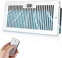 VELLEE Quiet 6x12 Register Booster Fan - 10-Speed Smart AC Vent Booster with Remote, Thermostat, 18dBA Low Noise (White, Corded)
