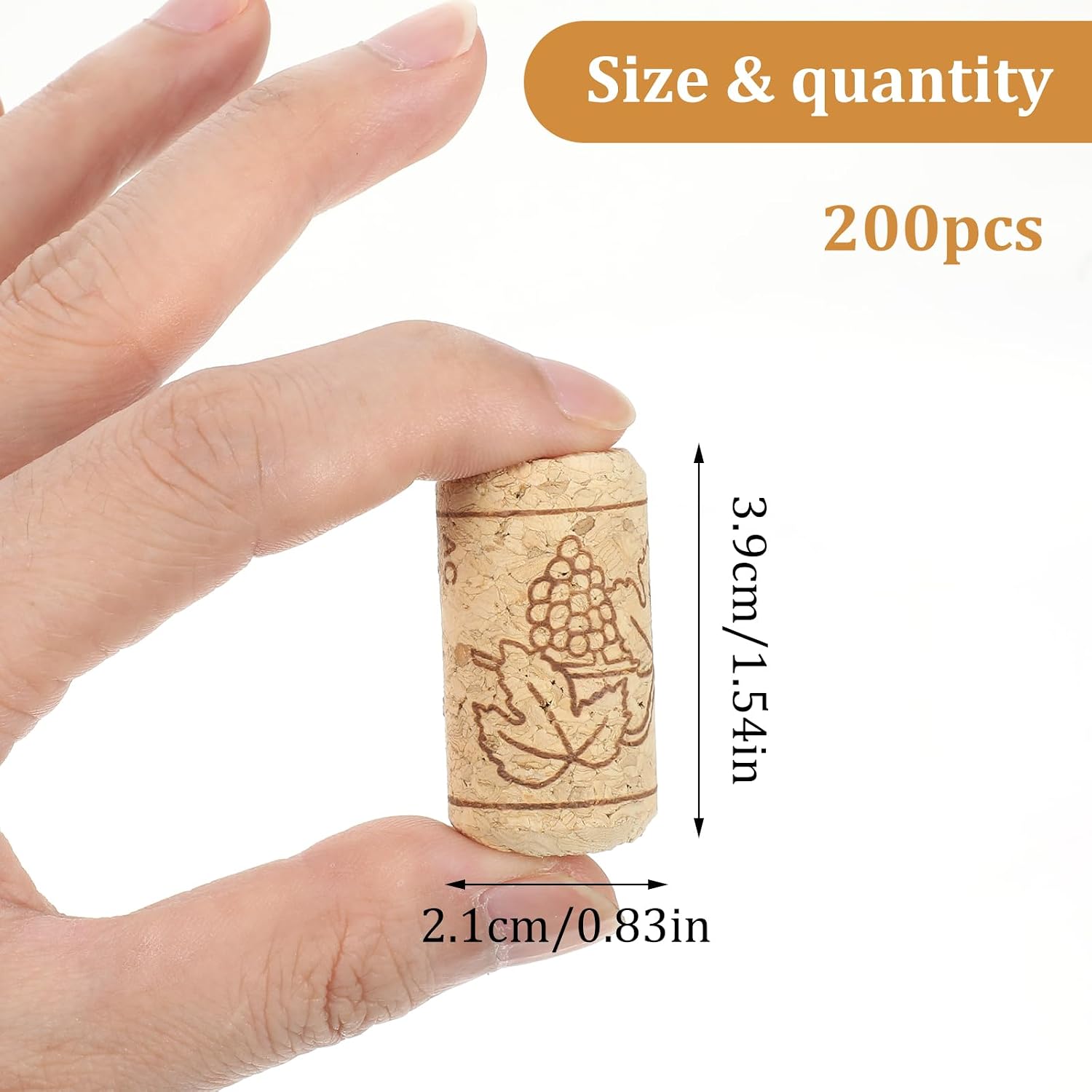 200 Pack Straight Wine Corks, #8 Soft Wood Cork Stoppers, Natural Corks 7/8" × 1 3/4" Leakproof Wines Bottle Stoppers for Beer, Wine Making Bottles, Crafting Decor, DIY Arts