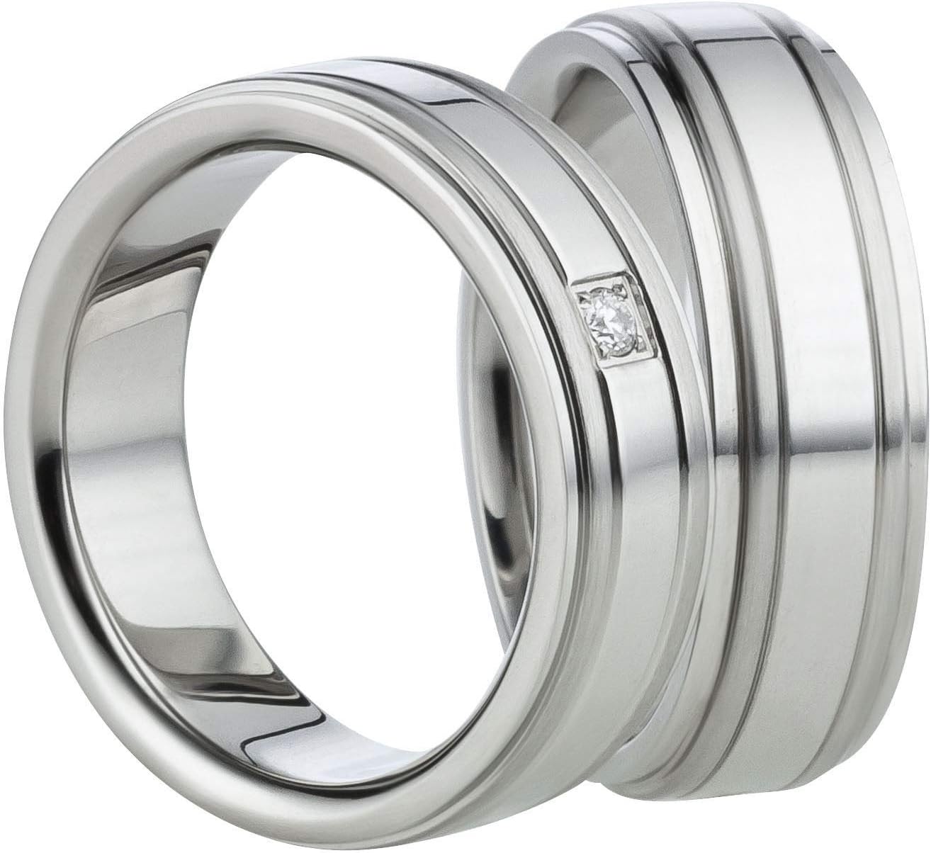 Jewellery Depot Wedding Rings Partner Rings Engagement Rings Stainless Steel with Zirconia + Engraving Proposal Rings Wedding Rings