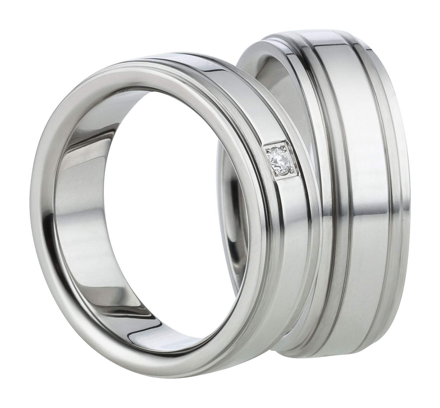 Jewellery Depot Wedding Rings Partner Rings Engagement Rings Stainless Steel with Zirconia + Engraving Proposal Rings Wedding Rings