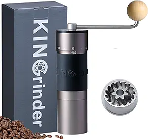 KINGrinder K6 Straight Handle Manual Coffee Grinder with 200 Adjustable Grinding Levels for Aeropress, French Press, Drip, Espresso, 30-35g Capacity
