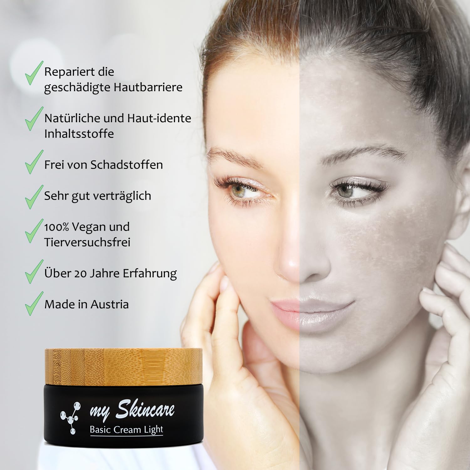 Gesichtspflege Set für ölige oder unreine Haut - leichte, gut verträgliche Pflege - Sensitive Creme zum Selbermischen, 50ml