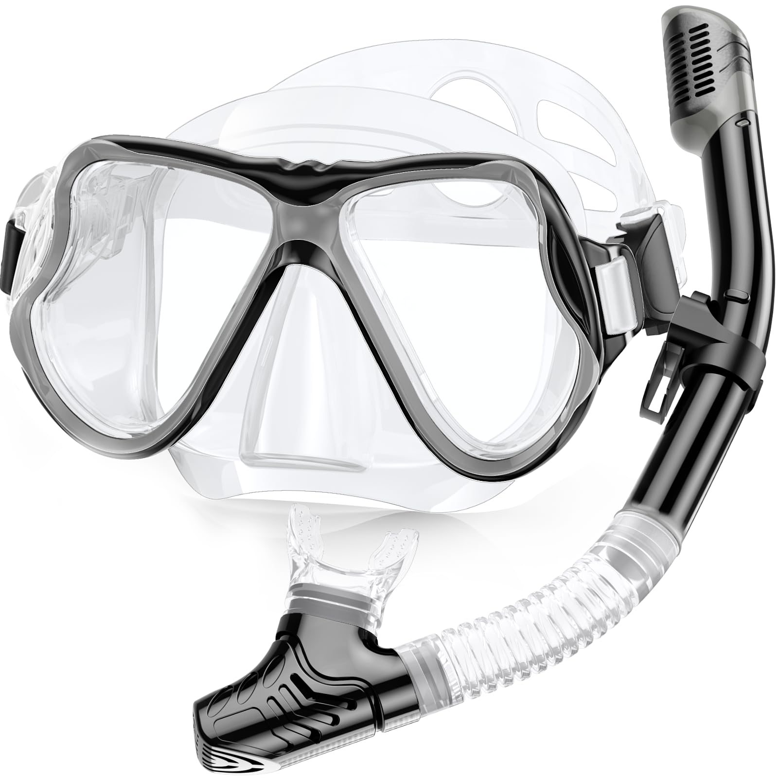 Karvipark Dry Snorkel Set, Anti-Fog Scuba Snorkelling Packages, Panoramic Wide View Snorkelling Goggle, Professional Snorkelling Gear for Adults