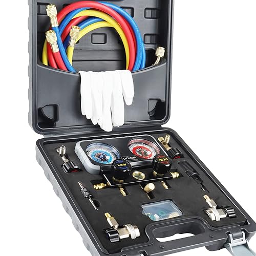 Lichamp Medidores de CA, A/C Manifold Gauge Set para R134a R22 R12 R502, Profesional #A302