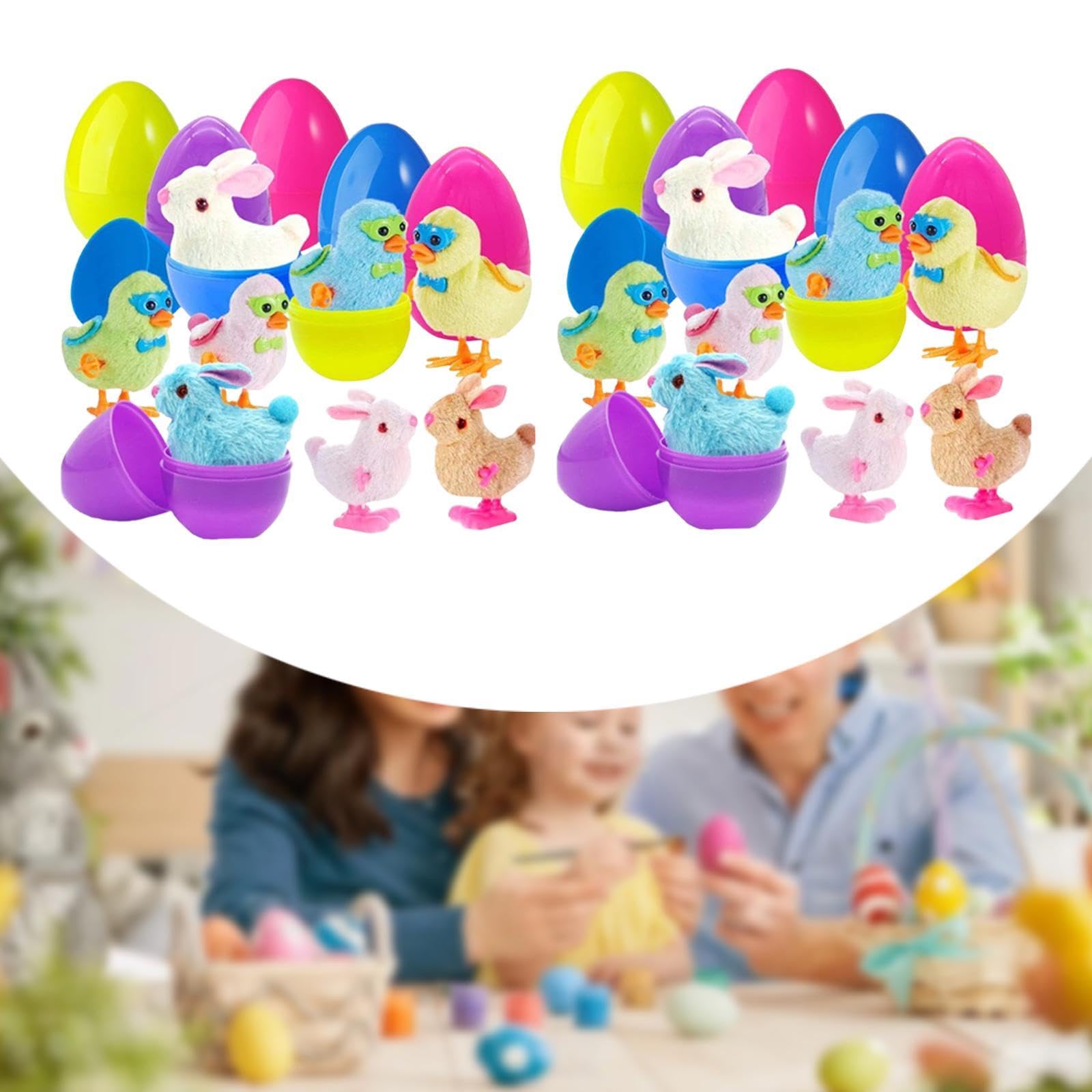 LOVIVER Uova di Pasqua precaricate con Bambole Peluche, riempitivi per, Giochi di Caccia ai Carnevale, Insieme di 16