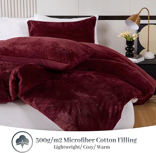 Miniatura 4 de YIYEA Juego de edredón de piel sintética tamaño King, edredón de felpa ultrasuave y esponjoso, juego de edredón coral tamaño King, juegos de ropa de