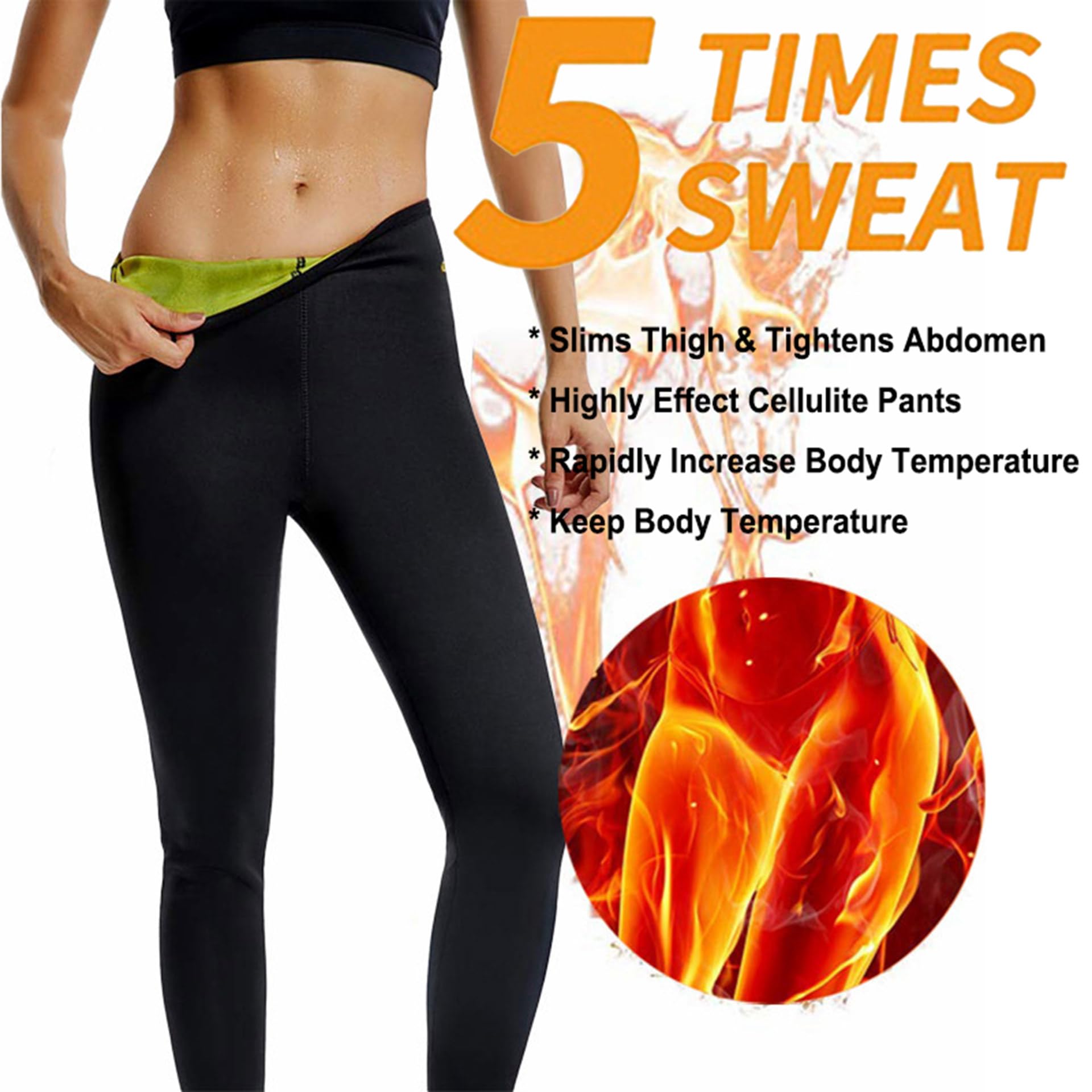 Pantaloni Sauna Dimagranti Donna, Leggings Anticellulite Vita Alta, Tuta per Sudare in Neoprene Pantaloni Snellenti Effetto Sauna per Yoga Corsa Palestra