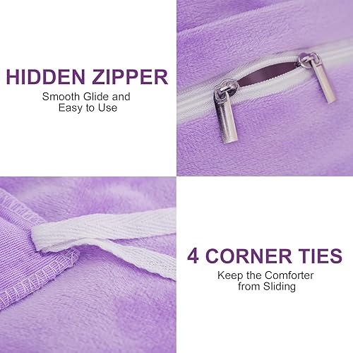 Miniatura 88 de Juego de funda de edredón de felpa esponjosa, tamaño Queen, juego de funda de edredón de terciopelo ultrasuave de lujo, 4 piezas