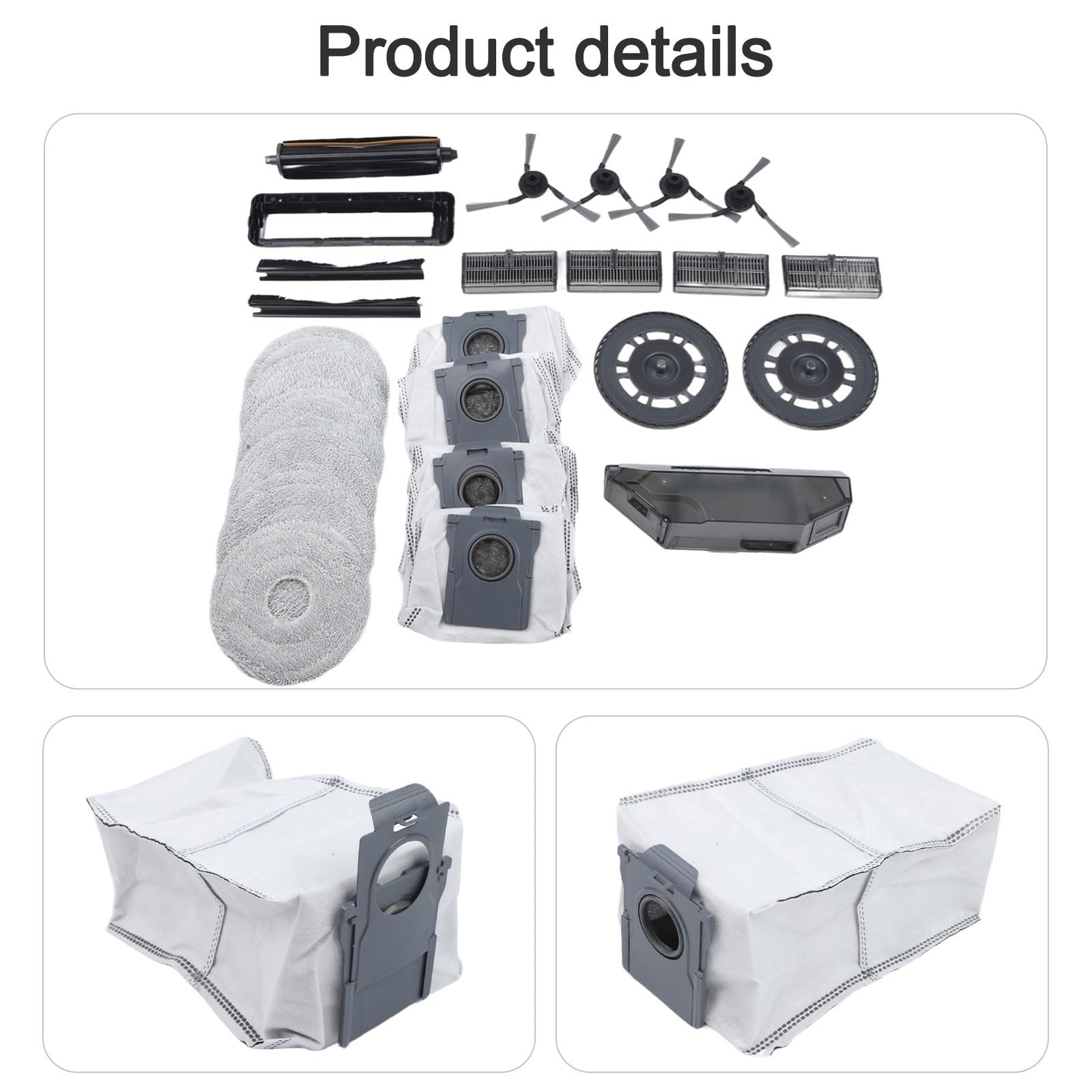 Juego de accesorios para P10 para Pro/Pro Robotic Cleaner, cepillo de tira TriCut, para cubiertas de cepillo principal, caja de polvo, soporte de fregona, filtros, cepillos laterales y