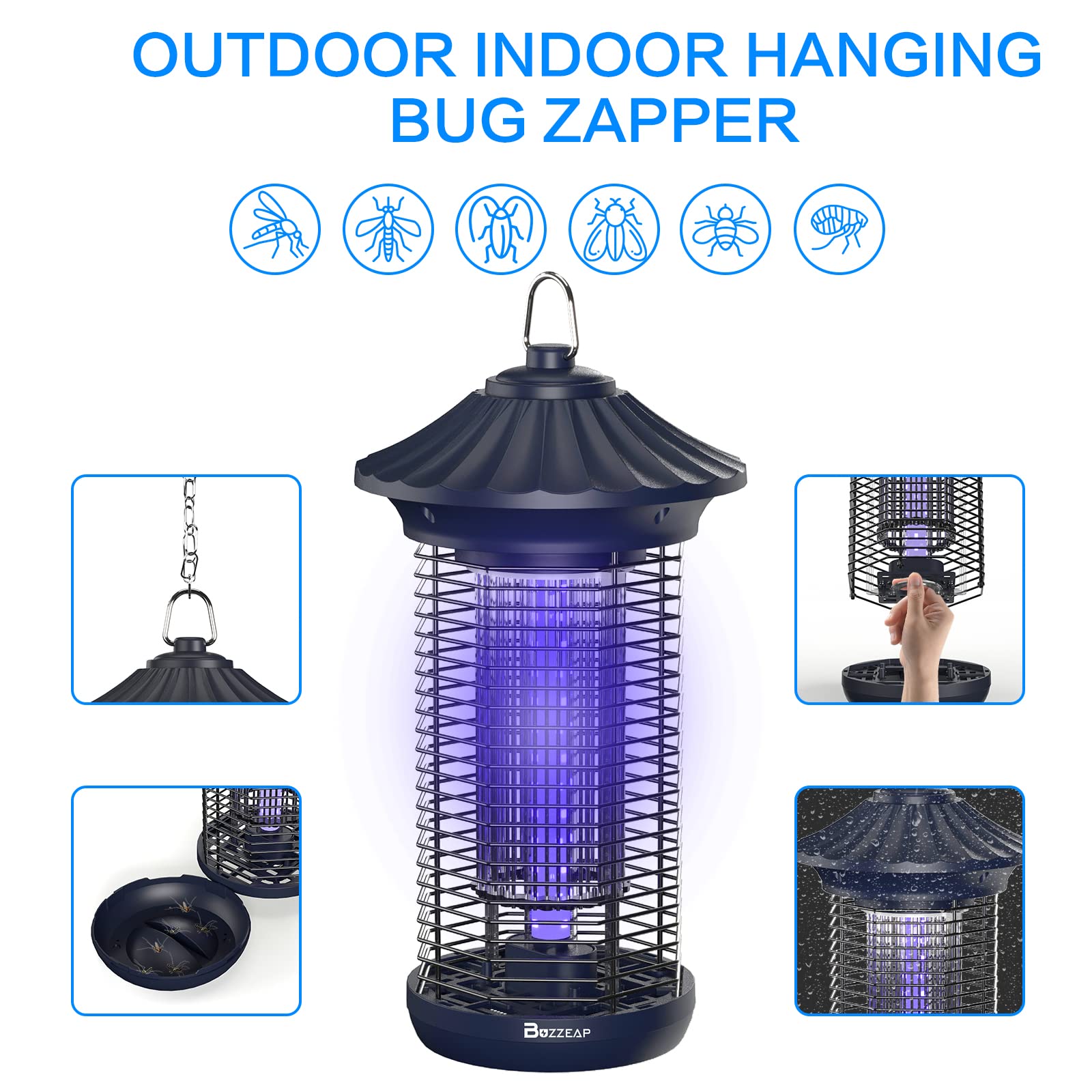 4200V 20W Lampada Antizanzare, elimina insetti e mosche, impermeabile IPX4, insetticida a LED per uso interno/esterno, antizanzare, mosche, falene, adatto per la casa
