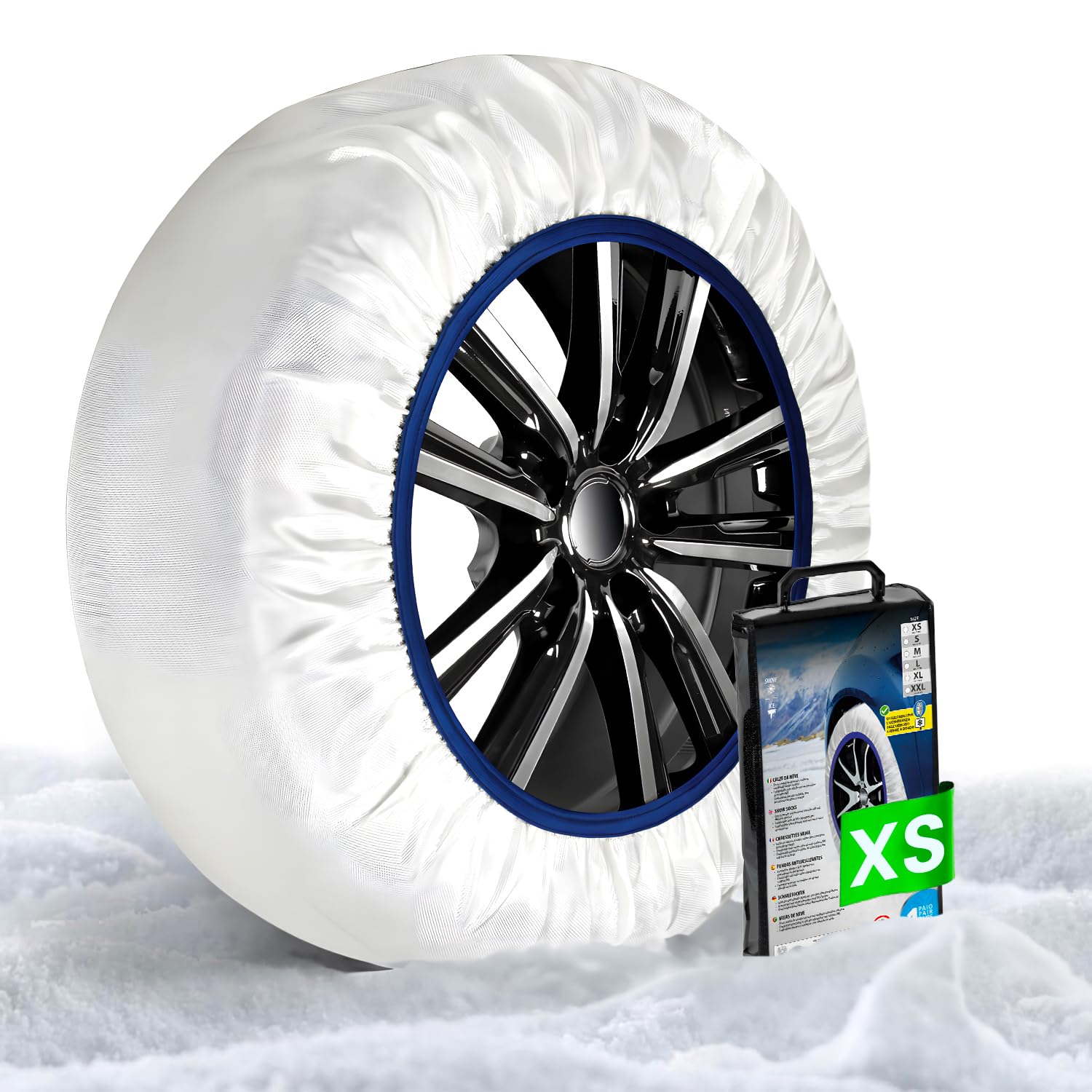 Wintem Chaussettes de neige autocentrantes idéales pour faire face à l'hiver - faciles à monter sont sûres et approuvées - légères, lavables et réutilisables, adaptées à différentes voitures - Taille