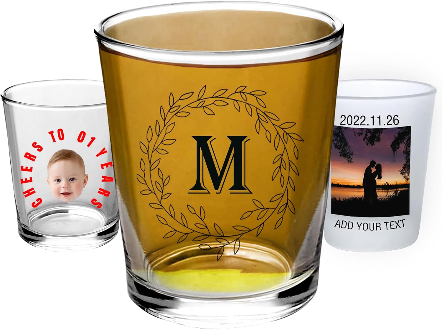 Personalized Shot Glasses Clear with Your Photo Text