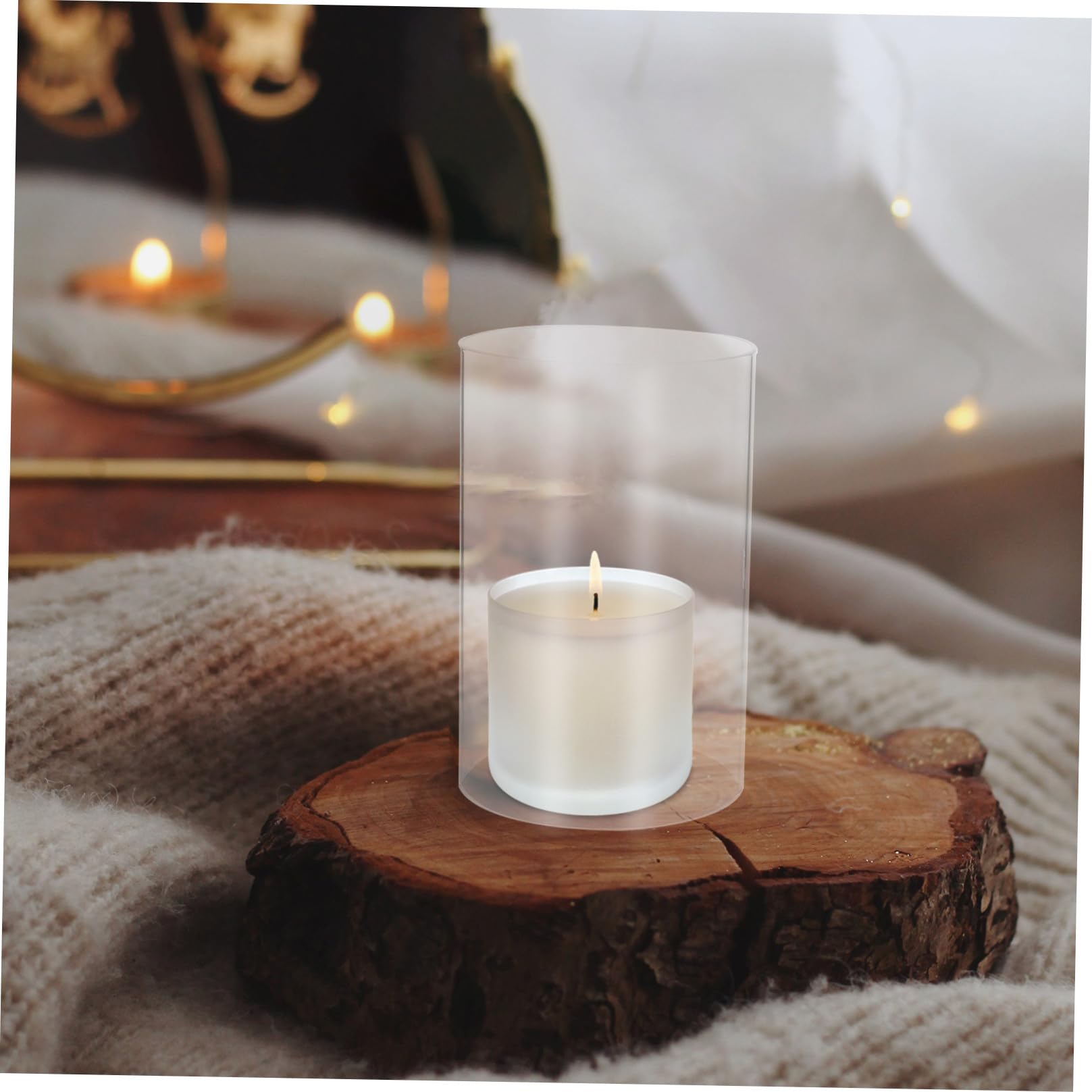 GANAZONO Portacandele Cilindrici in Vetro Trasparente 2 Pezzi 10X15 CM Paralume Antivento per Candele Copertura Verticale per Decorazione Interni e Tavoli