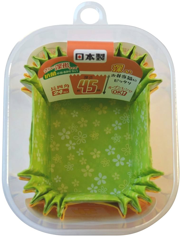 ※カサブランカ1枚抜き Amazon｜ヒロカ産業 抗菌小花おかずカップ さらに深形長四角 24