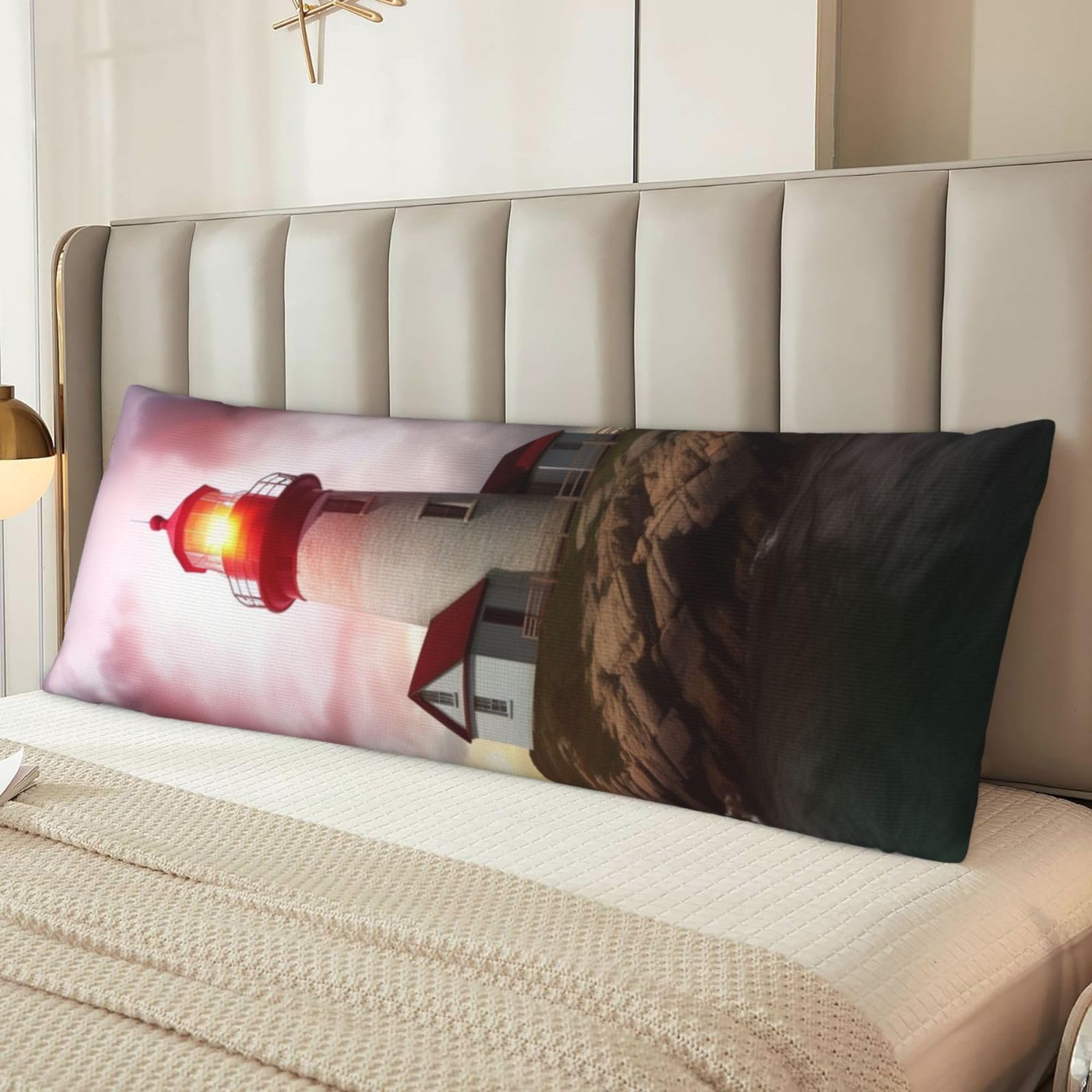 Lighthouse Body Pillow Case Cover, Microfiber Long Pillow Cases, Ultra Soft and Cozy Plush Body Pillowcase Decorative Long Bed Pillow Cover for Sleeping 20x54 Inches