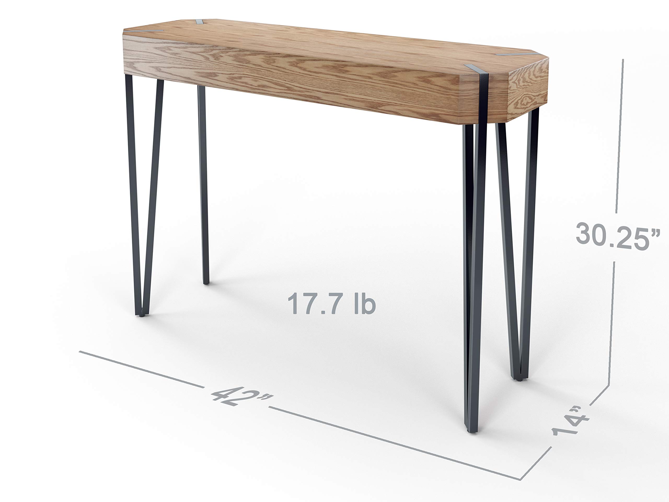 HILLENBRAND & CO Narrow Console Table. Tall Console Tables for Entryway. Rustic Oak Wood Veneer