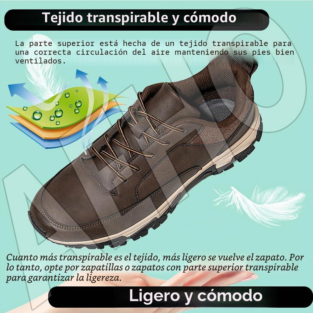 AEHO Zapatillas Pie Ancho Hombre Zapatillas sin Cordones Hombre Zapatos Deportivos Casuales para Correr Gimnasio Sneakers Ligero Transpirable Zapatillas de Running Adulto,Caqui,41/255mm