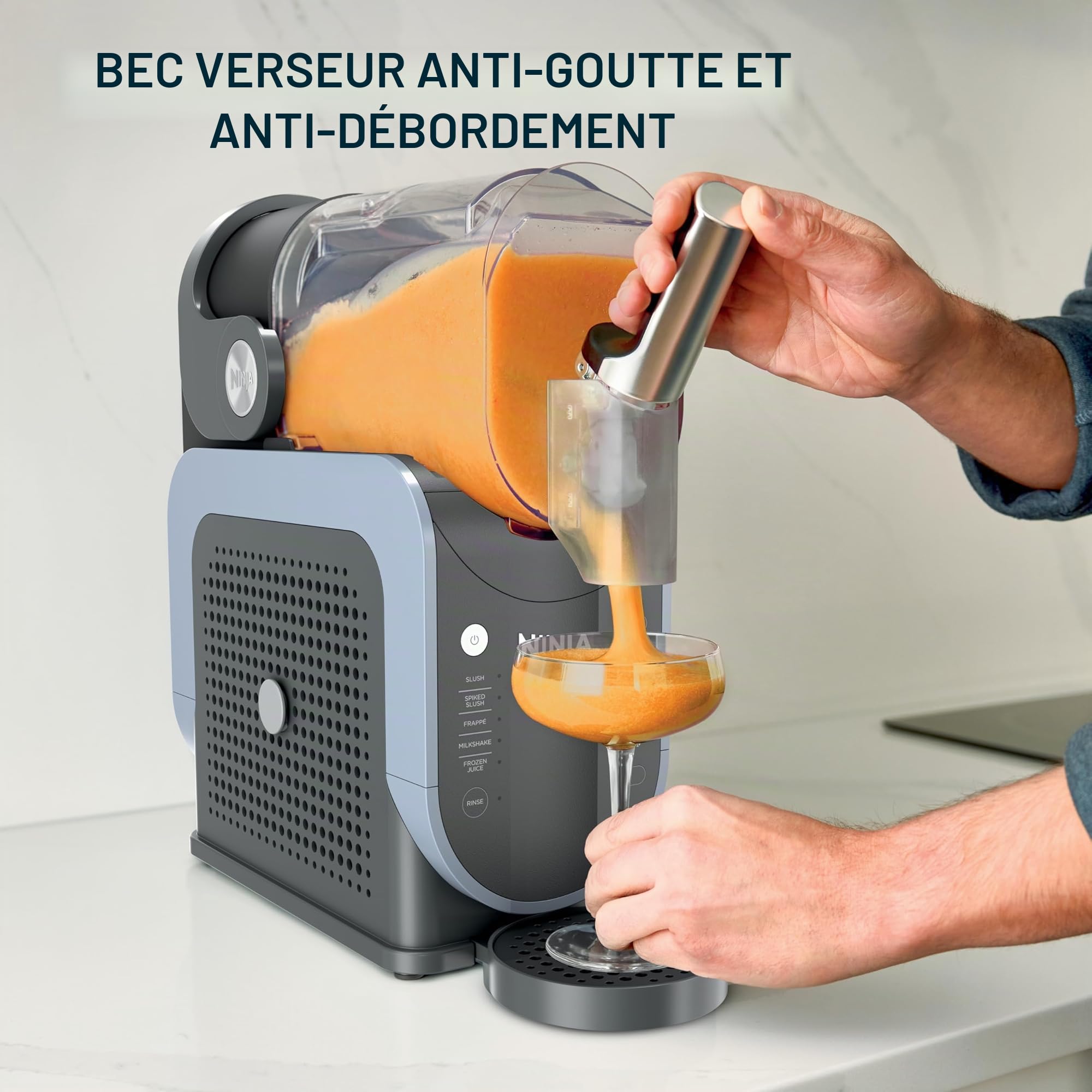 Ninja FS301 Machine professionnelle avec technologie RapidChill, machine à boissons et à slushie de 250 ml, 5 programmes prédéfinis, margaritas congelées, frappes et plus encore, accents premium, noir