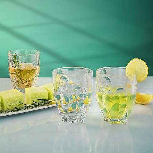Miniatura 5 de OPAYLY Petals Highball - Juego de 4 vasos transparentes de 10 onzas para agua, cóctel, cerveza, whisky, bebidas, jugo, bebidas, leche