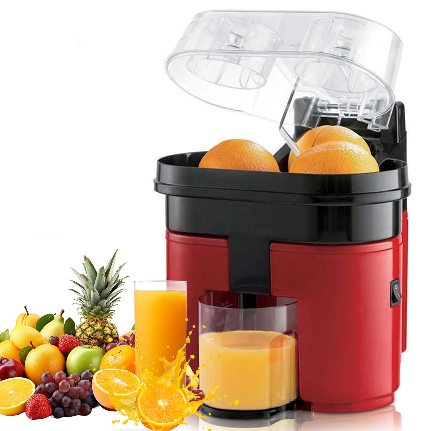 Exprimidor eléctrico dual de cítricos, exprimidor profesional de naranja y limón de 180 W con válvula antigoteo, extractor de zumo para cortar y exprimir para pomelo, rápido y eficiente