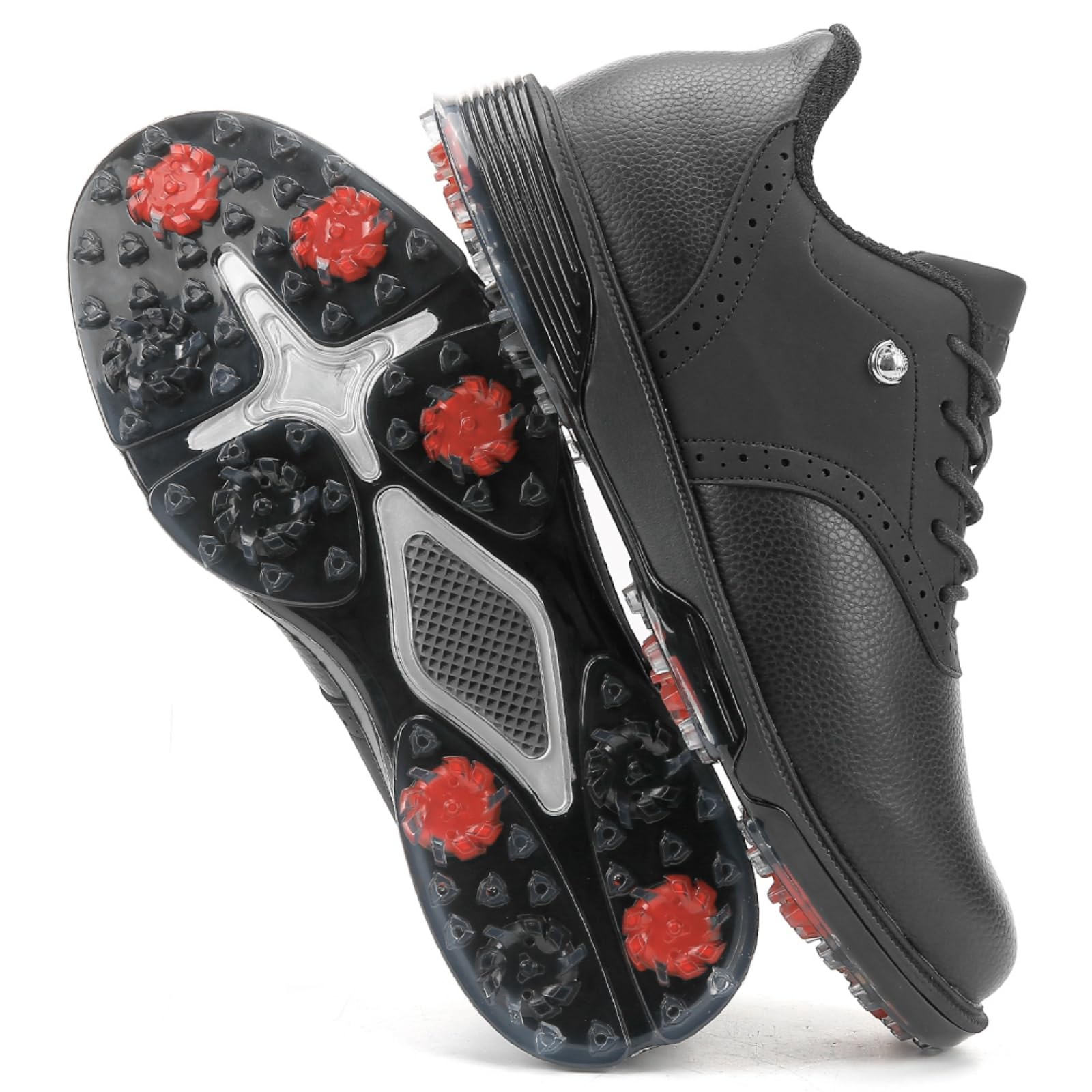 Męskie buty golfowe bez kolców skórzane trampki wodoodporne wygodne antypoślizgowe do gry na polu golfowym na świeżym powietrzu