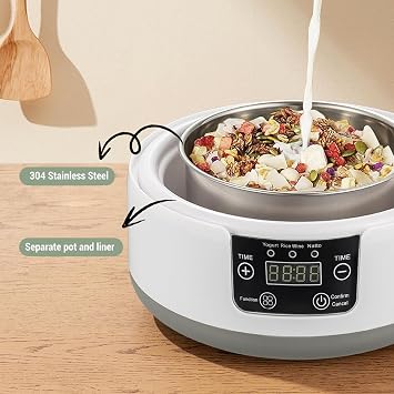 Small Yogurt Maker, Electric Yogurt Maker Machine, 1.2L Homemade Yogurt Natto Maker, Small Home Yogurt Incubator with Jars Stainless Steel Liner (US Plug 100-240v)