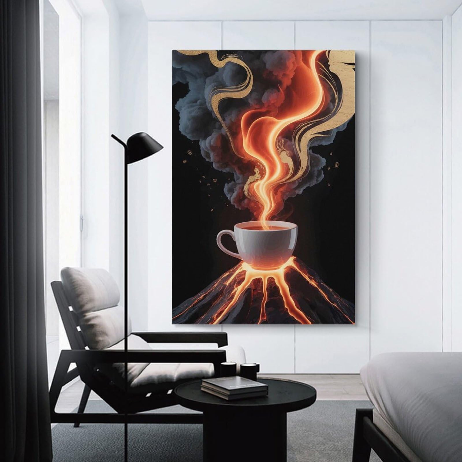 Junmoney Home Decor Wall Art Volcanic Coffee Eruption, 24x36inch(60x90cm), for New Homes, Bedrooms Or Workspaces, Decorative Present for New Homes