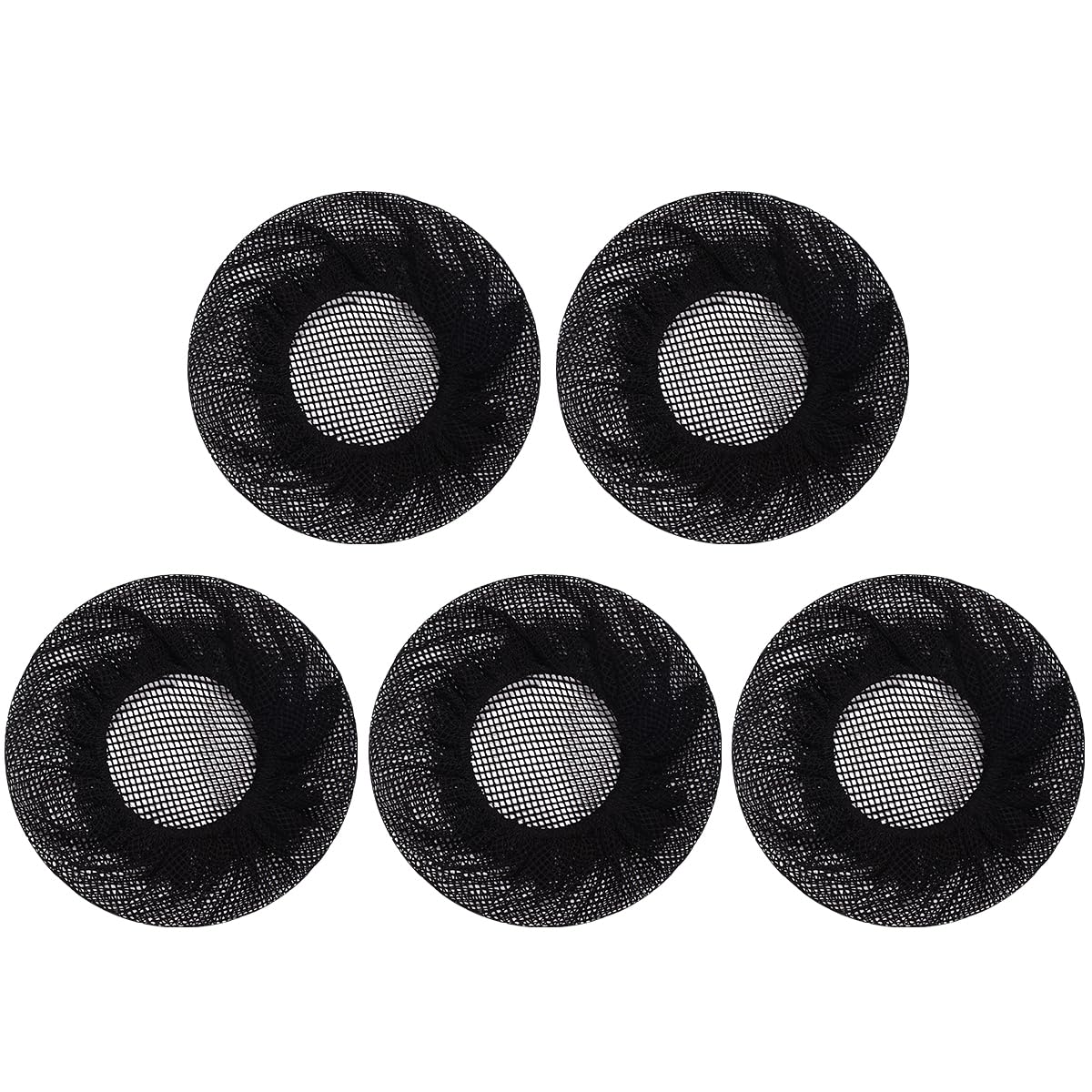 Uonlytech Womens Hair Accessories Set: 5pcs Black Invisible Elastic Bun Covers, Reusable Hair Nets for Ballet, Dance, Girls and Women