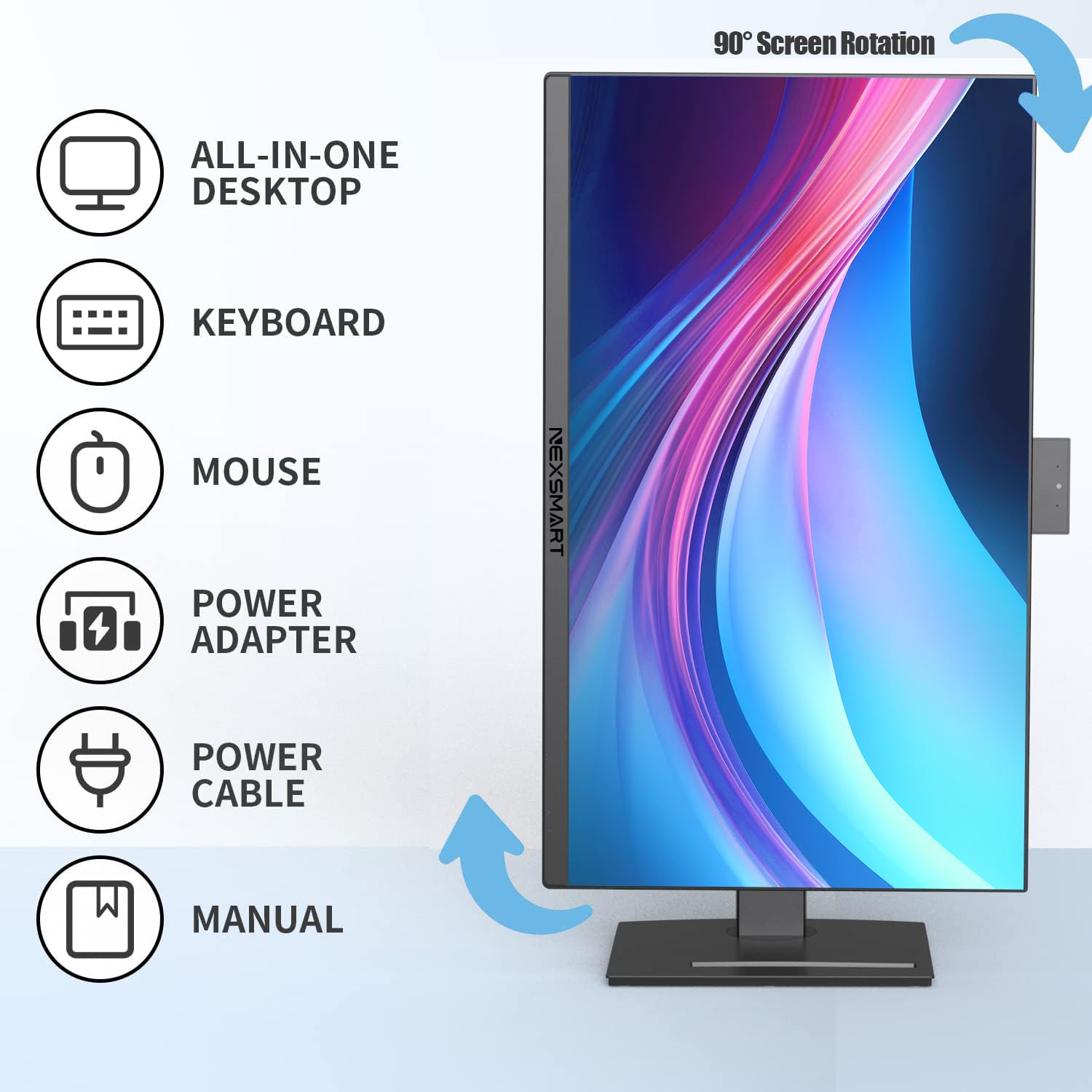 DREAMFYRE Computer All-in-One 27 Pollici Core i7 (fino a 3.20 GHz), All-in-One PC Schermo Rotante 512 GB SSD 16 GB RAM con Webcam Frontale, Supporta Wi-Fi Doppia Banda 2.4G/5.2G Bluetooth 4.2, Nero